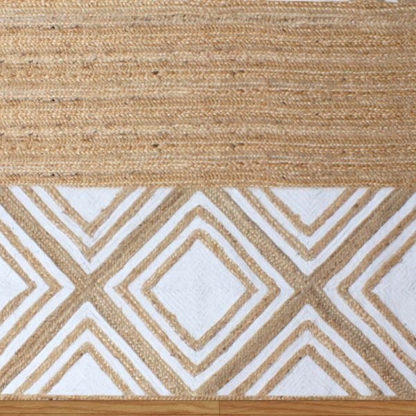 Handcrafted Geometric White Area Jute Rug - Image 5