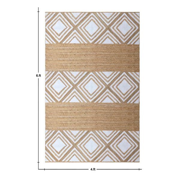 Handcrafted Geometric White Area Jute Rug - Image 6