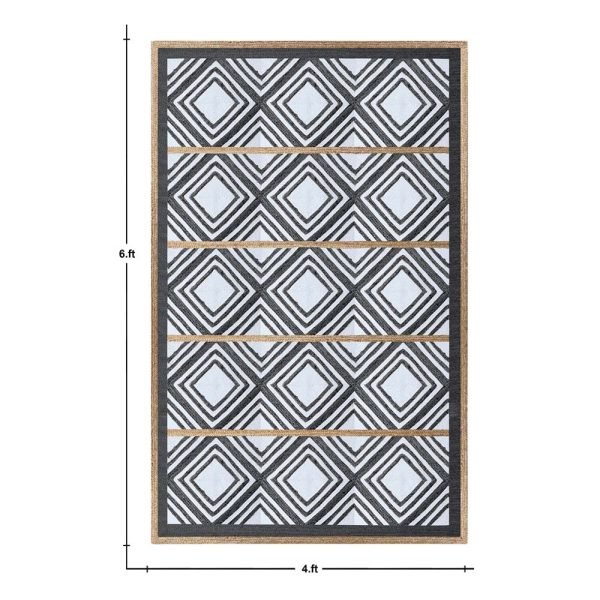 Black Geometric Rug Handmade Hall Area Rug - Image 6