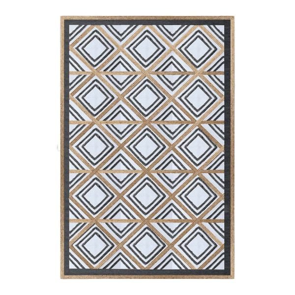 Handcrafted Geometric Black Gray Area Rug