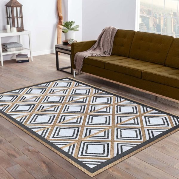 Handcrafted Geometric Black Gray Area Rug - Image 2