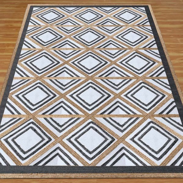 Handcrafted Geometric Black Gray Area Rug - Image 3