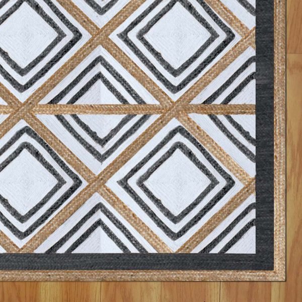 Handcrafted Geometric Black Gray Area Rug - Image 4