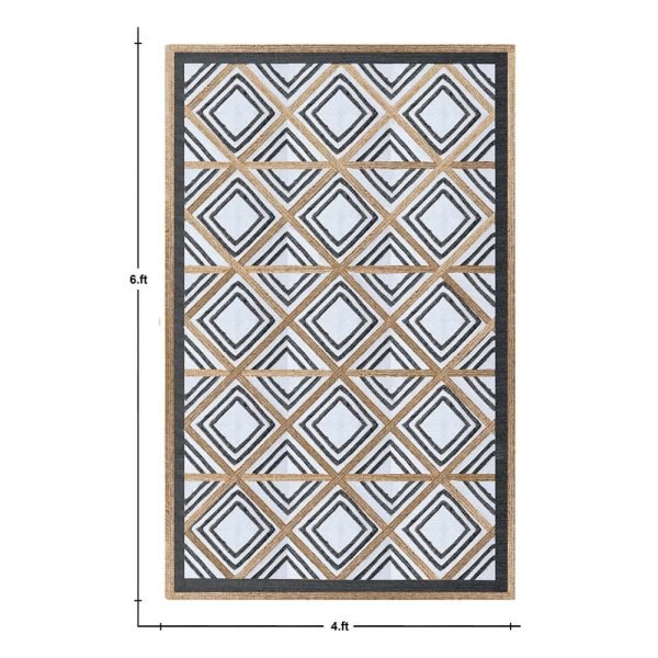 Handcrafted Geometric Black Gray Area Rug - Image 6