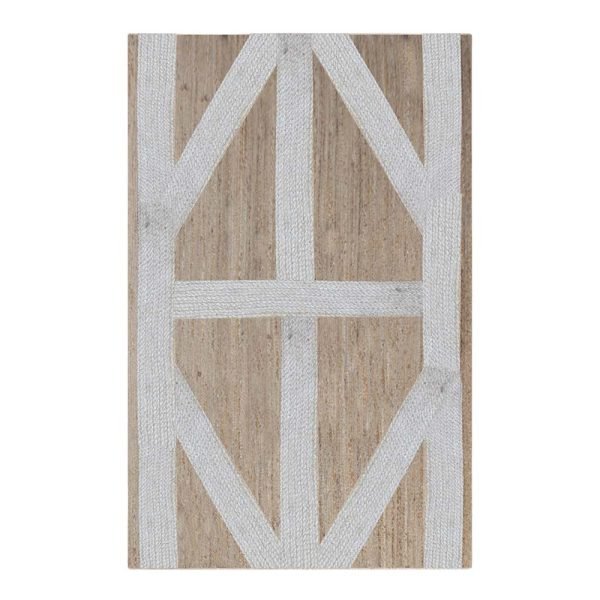 Geometric Handcrafted White Area Jute Rug