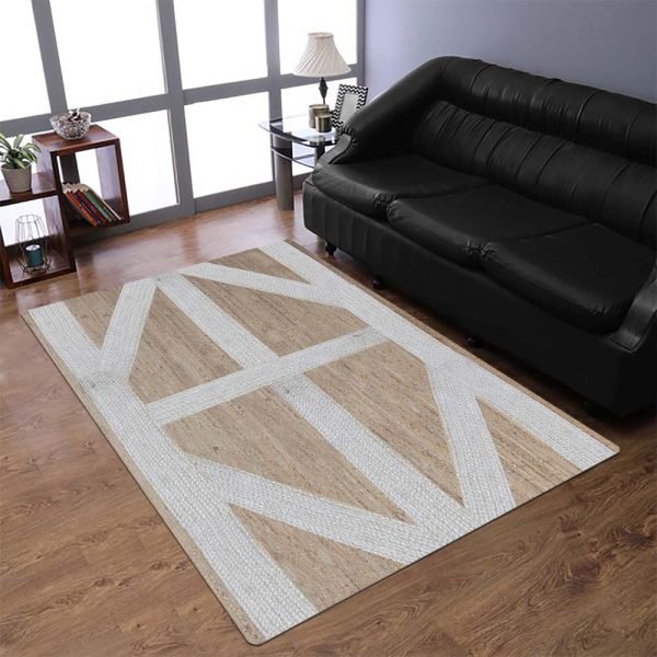 Geometric Handcrafted White Area Jute Rug - Image 2