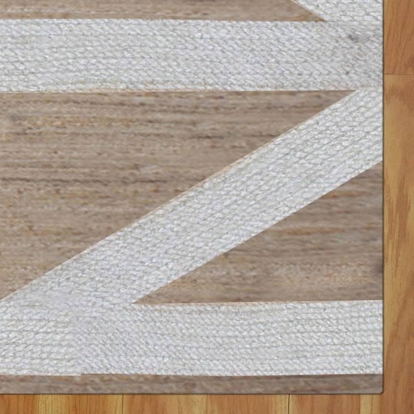 Geometric Handcrafted White Area Jute Rug - Image 4