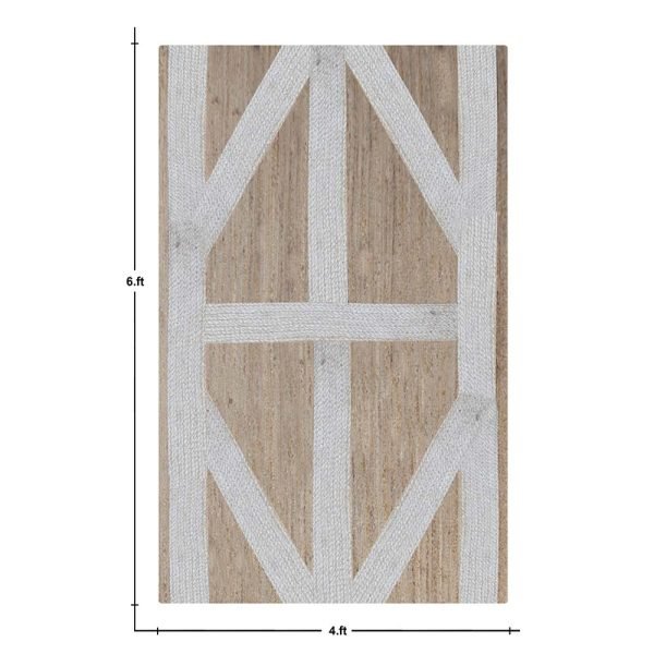 Geometric Handcrafted White Area Jute Rug - Image 6