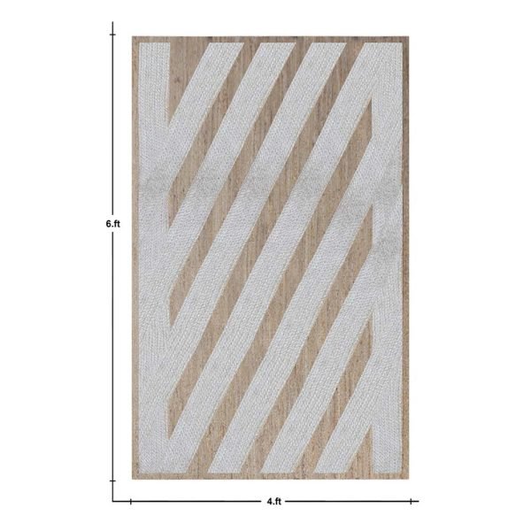 Handmade White Beige Geometric Floor Jute Rug - Image 6