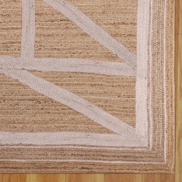 Beige Handmade Living Room Geometric Jute Rug - Image 4