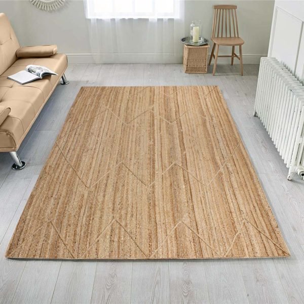 Geometric Jute Beige Handmade Outdoor Rug - Image 2
