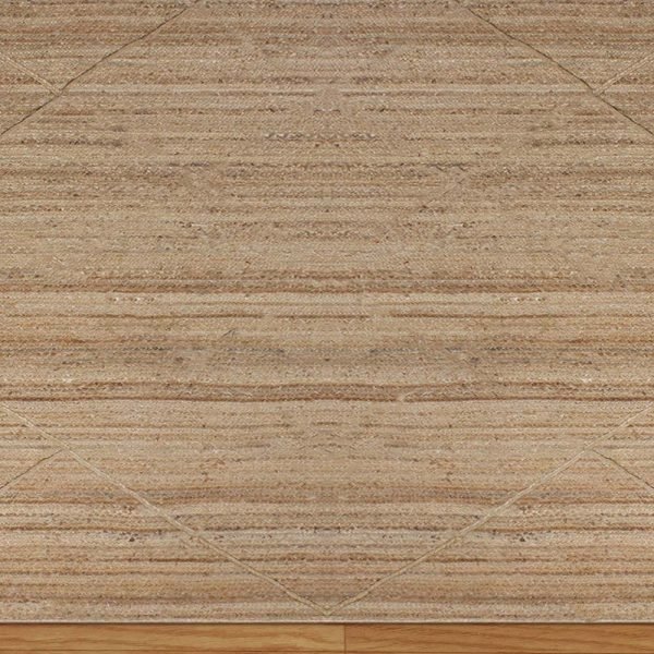 Handmade Geometric Beige Jute Home Decor Rug - Image 5