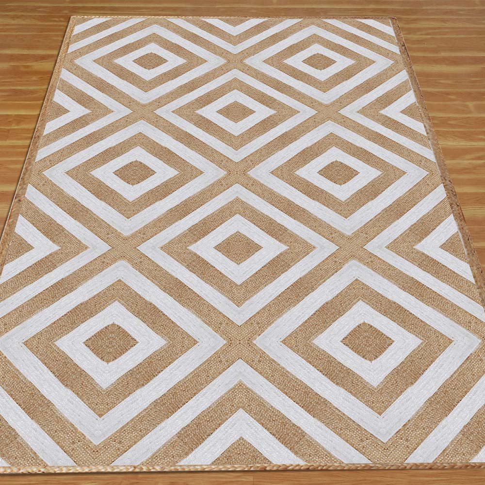 Handmade Geometric Jute Living Room Rug - Image 3