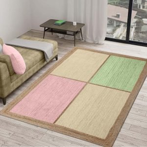 Handmade Beige Geometric Entryway Area Rug