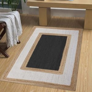 Handmade Geometric Beige Black Home Decor Rug