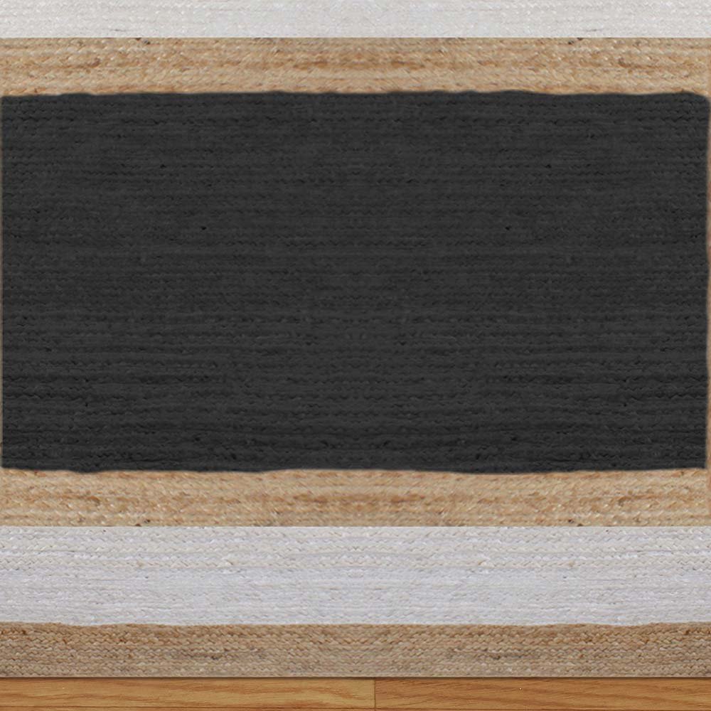 Handmade Geometric Beige Black Home Decor Rug - Image 5
