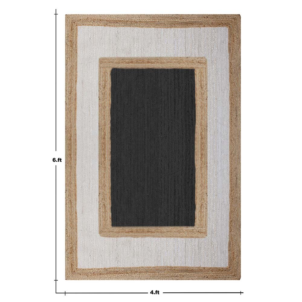 Handmade Geometric Beige Black Home Decor Rug - Image 6