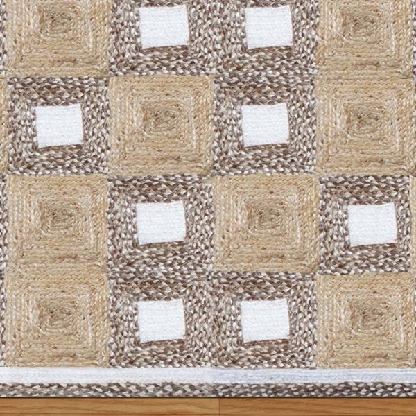 Handmade Beige Geometric Jute Living Room Rug - Image 5