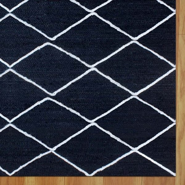 Hand Braided Geometric Blue Jute Rug - Image 4