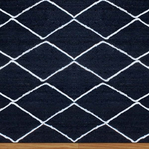 Hand Braided Geometric Blue Jute Rug - Image 5
