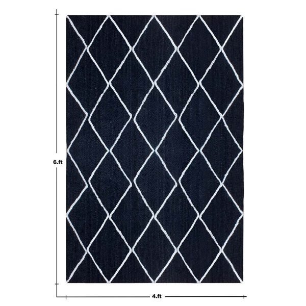Hand Braided Geometric Blue Jute Rug - Image 6