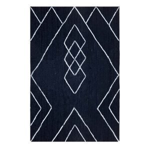Handmade Geometric Blue Jute Rug