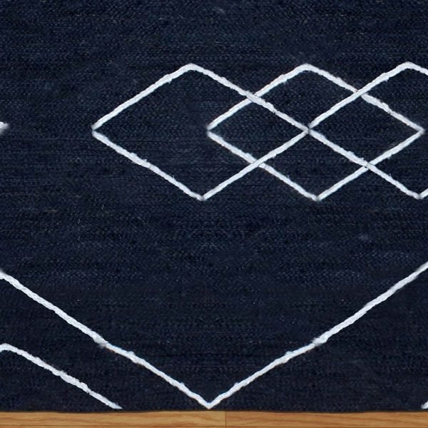 Handmade Geometric Blue Jute Rug - Image 5