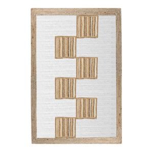 Hand Braided Beige & White Jute Area Rug