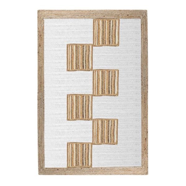 Hand Braided Beige & White Jute Area Rug