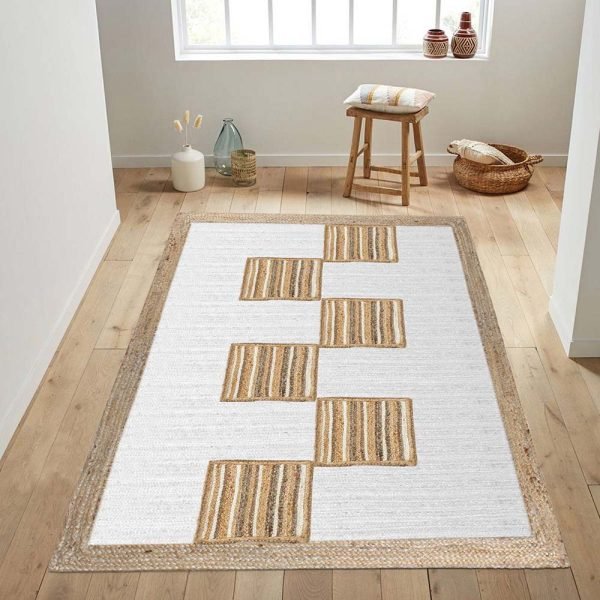Hand Braided Beige & White Jute Area Rug - Image 2