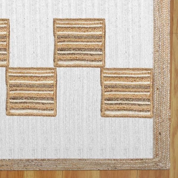 Hand Braided Beige & White Jute Area Rug - Image 4