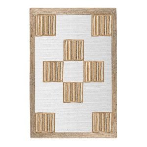 Geometric Jute Handmade White & Beige Rug