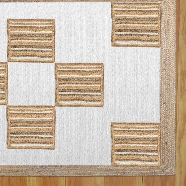 Geometric Jute Handmade White & Beige Rug - Image 4