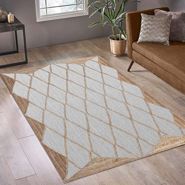 Handmade Jute Beige & White Area Rugs - Image 2
