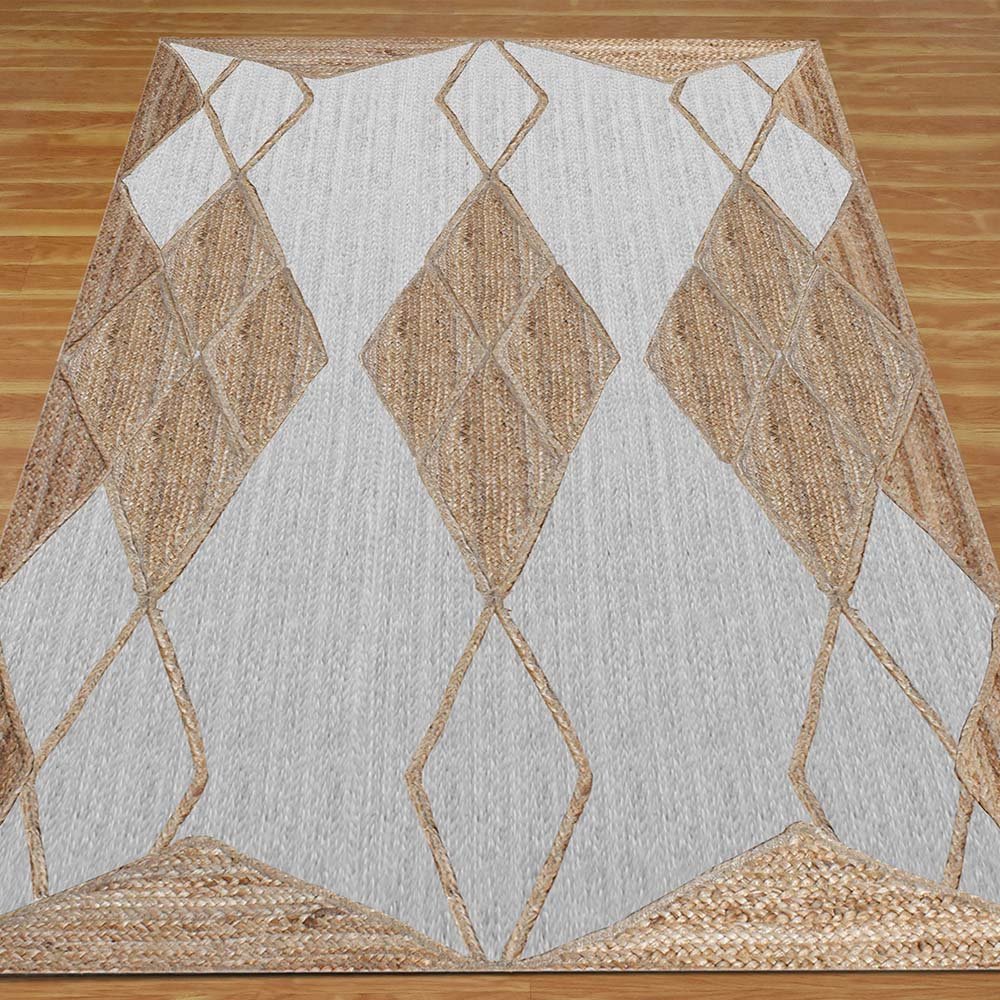 Hand Braided White Beige Jute Area Rugs - Image 3