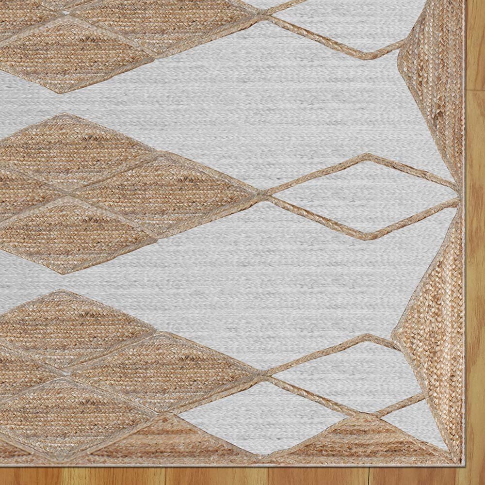 Hand Braided White Beige Jute Area Rugs - Image 4