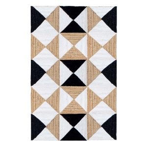 Hand Braided Geometric Black Jute Area Rug