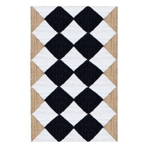 Hand Braided Jute Multicolor Geometric Rug