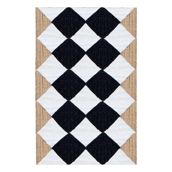 Hand Braided Jute Multicolor Geometric Rug