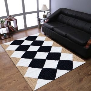 Hand Braided Jute Multicolor Geometric Rug