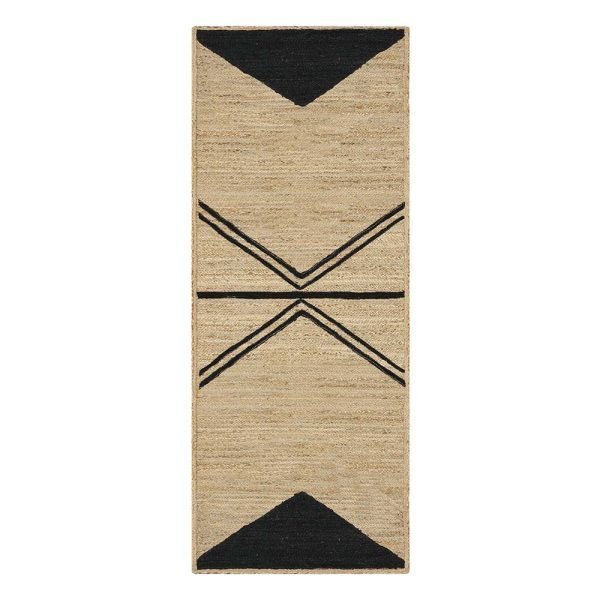 Hand Braided Jute Beige Black Area Rug
