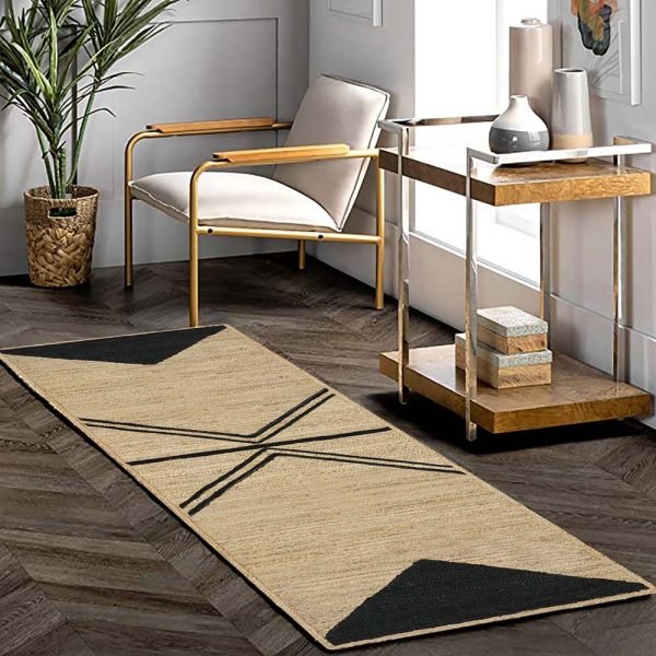Hand Braided Jute Beige Black Area Rug - Image 2