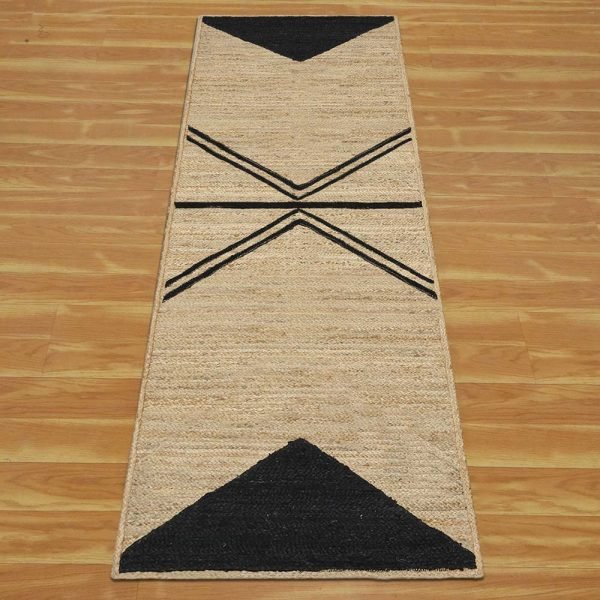 Hand Braided Jute Beige Black Area Rug - Image 3