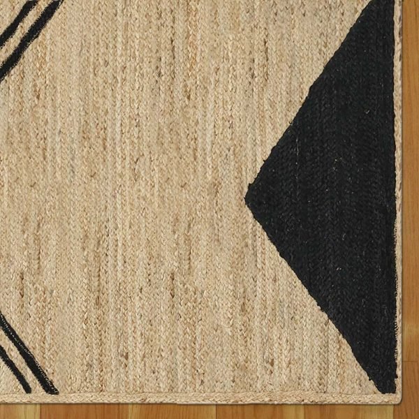 Hand Braided Jute Beige Black Area Rug - Image 4