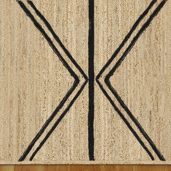 Hand Braided Jute Beige Black Area Rug - Image 5