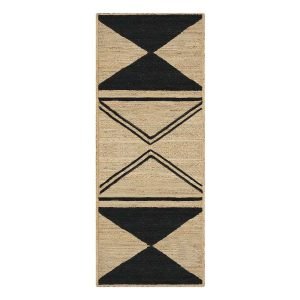 Beige & Black Hand Braided Jute Area Rug