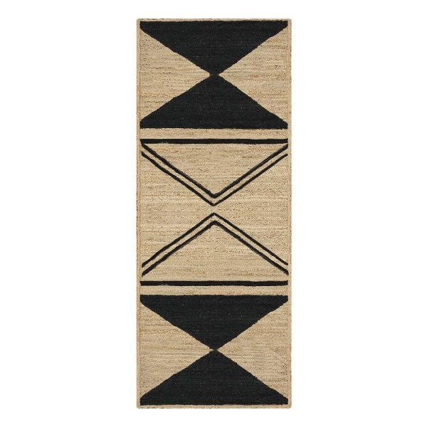 Beige & Black Hand Braided Jute Area Rug