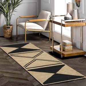 Beige & Black Hand Braided Jute Area Rug