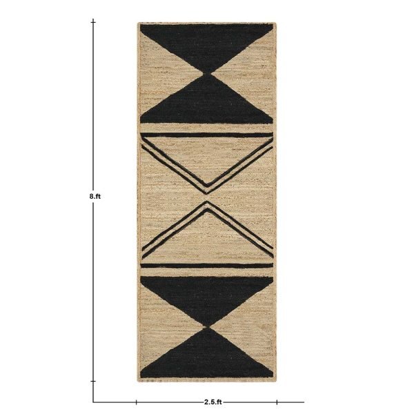 Beige & Black Hand Braided Jute Area Rug - Image 6