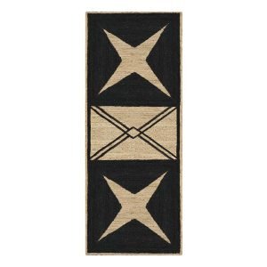 Black Beige Hand Braided Geometric Jute Rugs